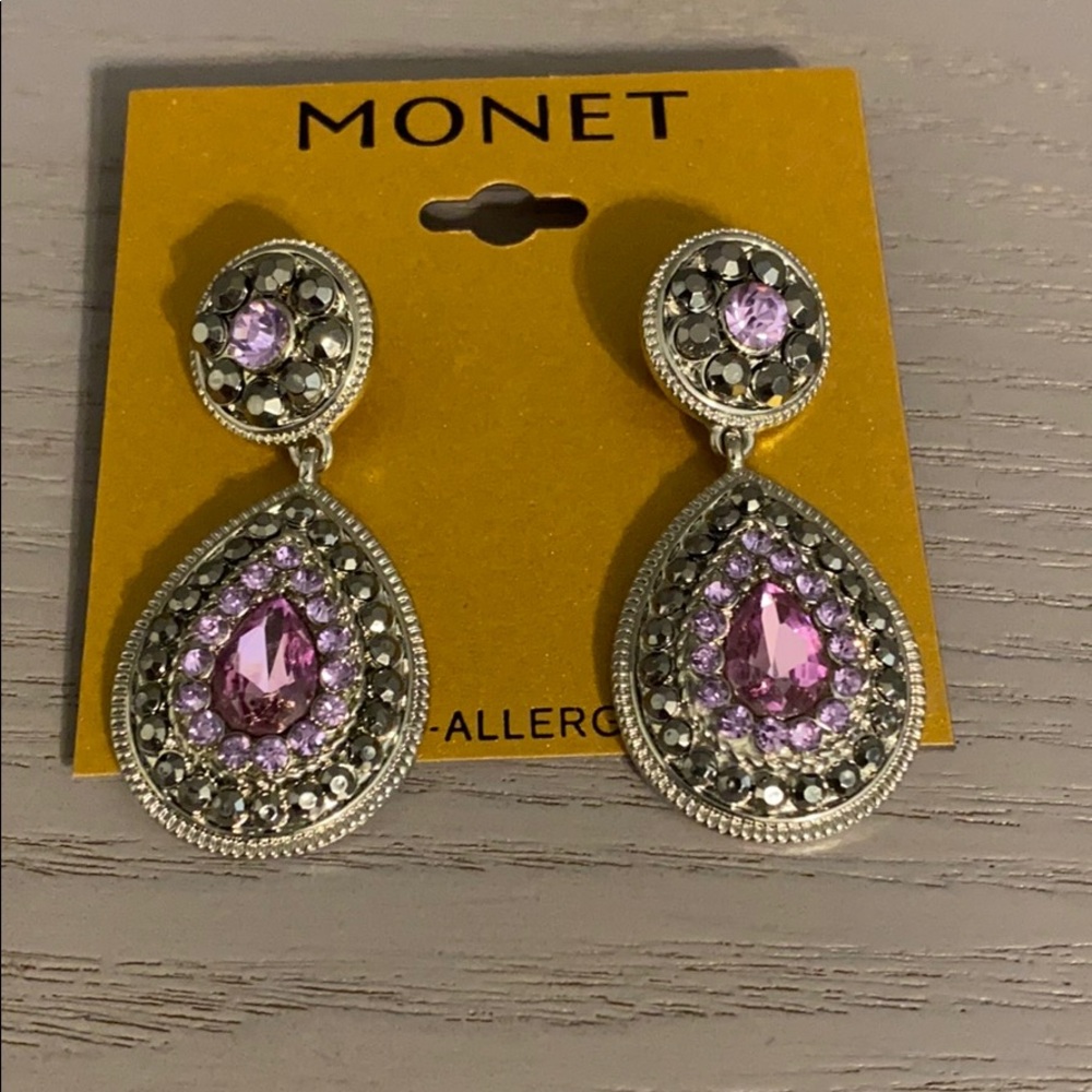 Purple Jeweled TearDrop Earrings